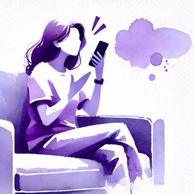 Eine Frau starrt auf ihr Handy, während der Text darüber die Problematik beschreibt, dass Eltern unbewusst genau die Verhaltensweisen modellieren, die sie bei ihren Kindern abstellen möchten. Dies illustriert, wie wichtig es ist, sich des eigenen Vorbilds bewusst zu sein, da Kinder das Verhalten der Erwachsenen kopieren.