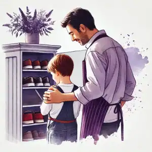 Vater lobt Sohn, Umarmung, Kinder richtig loben, Water Color Style
