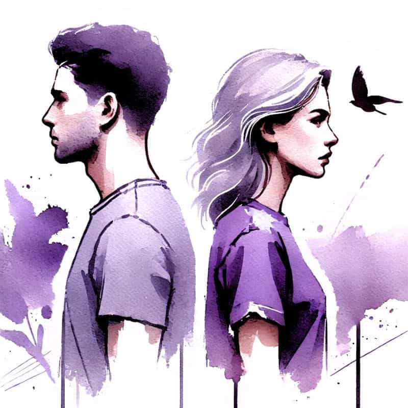 Frei stehende Jugendliche, Jugend konflikt,Probleme Jugend, Jugendliche Streiten, Konflikt Jugendliche, Buntes Aquarell, Paar Teenager, moderne Illustration.