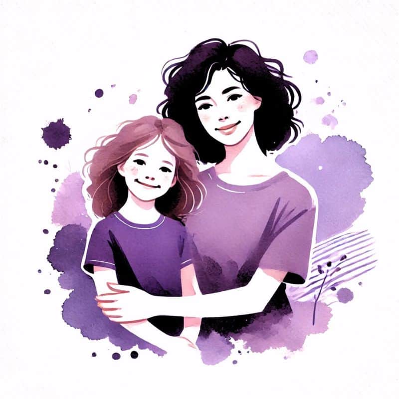 Mama und Tochter umarmt, liebevolle Eltern-Kind-Beziehung, Familienglück, Erziehung, Zusammenhalt, Betreuung, Unterstützung, Nette Eltern.