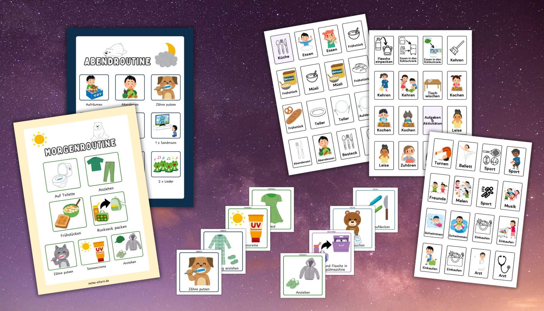 Bildkarten Tagesablauf kostenlos ausdrucken für Kinder